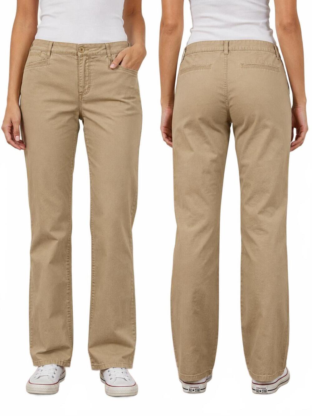 Natural Reflections Ladies 100% Tan Khaki Pant Straight Leg Flannel Lined Pocket